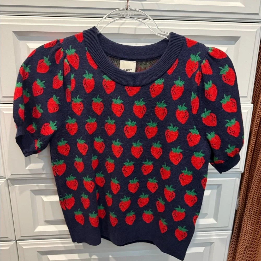 Anthropologie Maeve Strawberry Patterned Sweater - Picture 6 of 6